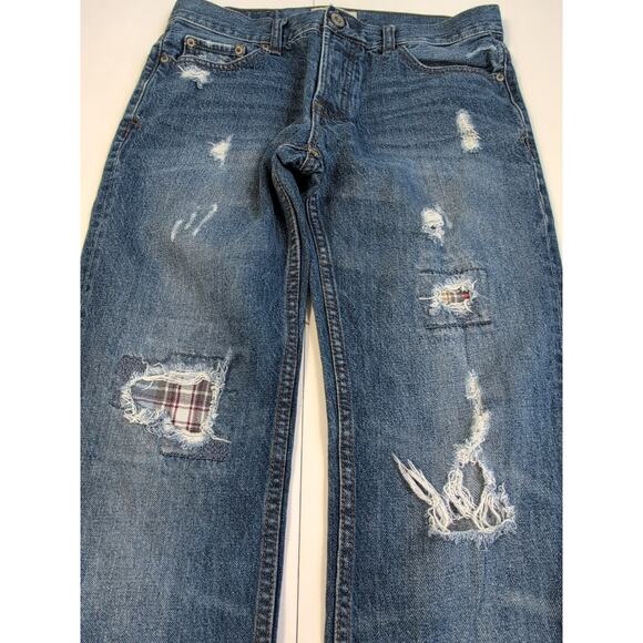 Aeropostale Women’s Size 30 Blue Mid Rise Ripped Skinny Jeans Distressed Denim - Picture 4 of 14